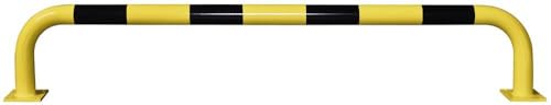 MORION-Rammschutz-Bügel, Rundrohr 76/3,0 mm, gebogen, zum Aufdübeln, H/B: 350/750 mm, gelb beschichtet mit schwarzen Streifen - 195.14.450