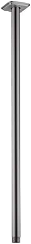 Shower Arm with Flange 22.3 Inch Stainless Steel Ceiling Mounted Shower Arm Rainfall Shower Head Extension Pipe, NPT 1/2 to IPS 1/2,Brushed Nickel