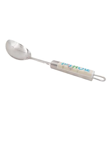 Image of Kitchen Tools Stainless Steel (Food Grade) Heavy Gauge Classic Solid Pan Spoon (Serving Spoon) Chamcha for Serving Rice /Pasta /Subzi (Size 26.7 cm) 1-Piece