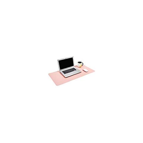 Edeesky Place mat,31.5”×15.7” Place mats, Waterproof PU Leather Placemat,Dual Use Desk Writing Mat for Office/Home(Pink+Silver Cover