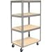 Global Industrial Easy Adjust Boltless 4 Shelf Truck, Wood Shelves, Polyurethane Casters, 60