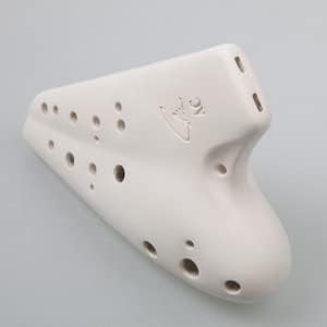 Double Chamber Alto C Ceramic Ocarina - Authenticity Proved by Engraved Identification Code on Each Piece! Linn's Arts Exclusive! (Matte White)