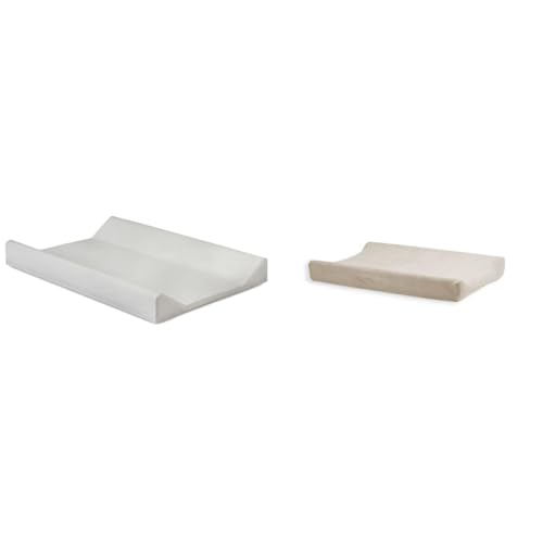 Jollein Matelas à Langer - Blanc & Housse de Matelas à Langer en Tissu Éponge, 50 cm Longueur x 70 cm Largeur, Nougat 550-503-00093