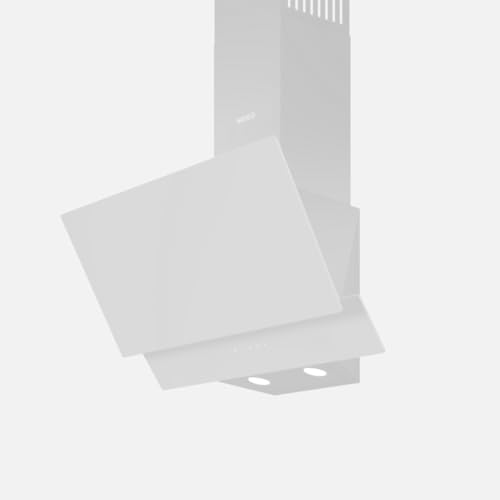 Wiggo Campana extractora 60cm - diseño de vidrio real sin cabeza, recirculación/drenaje, 300m³/h, pantalla táctil LED, 3 velocidades, incluye filtro de grasa y 2 filtros de carbón, frontal de vidrio