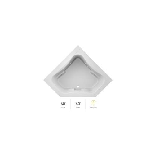 Jacuzzi J5D6060 WCR 1XX 60" x 60" Signature Corner Whirlpool Bathtub with 6 Jets, Air Controls
