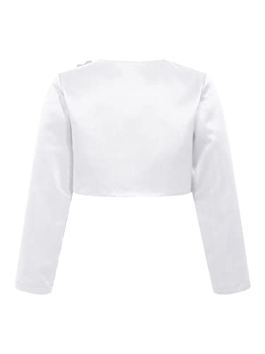 Kids Girls Shrug Satin Long Sleeves Rhinestone Applique Cardigan Crop Bolero Dress Cover Up2