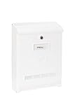 Briefkasten aus hochbeständigem Kunststoff, Größe L (Zeitschriften und C4-Umschläge), Witterungsbeständig, Wandbriefkasten mit Schutzklappe, Sichtfenstern und Namensschild, Weiß