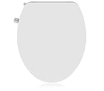 Round Bidet Toilet Seat, Self Cleaning Dual Nozzles, Adjustable Spray Pressure and Position, Non-Electric Bidet Toilet Seat with Quiet-Close, Easy Installation, White
