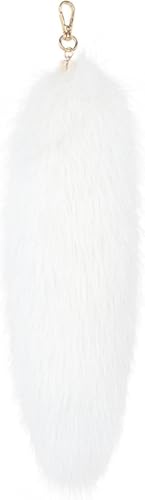 Plush Fox Tail Keychain Pendant for Women,Bag Charm Keyrings Faux Fur Furry Fluffy Animal Tail for Cosplay Decor