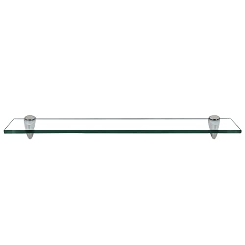 Jiubiaz Glasablage Glasregal, Glas Wandregal Klarglas mit 8mm ESG Sicherheitsglas und Halterung, perfekt geeignet als Duschregal/Badablage für Bad, Küchen,Balkon, Verschiedene Größen (60x10x0.8 cm) Cover