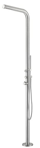 Sined Budoni Ducha En Acero Inoxidable 316 Con Mezclador Y Ducha De Mano, Acero Inoxidable Satinado