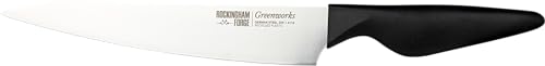 Rockingham Forge Greenworks Large Carving Knife 21cm Serrated Blade, Black Recycled Plastic, German Stainless Steel, Dishwasher Safe
