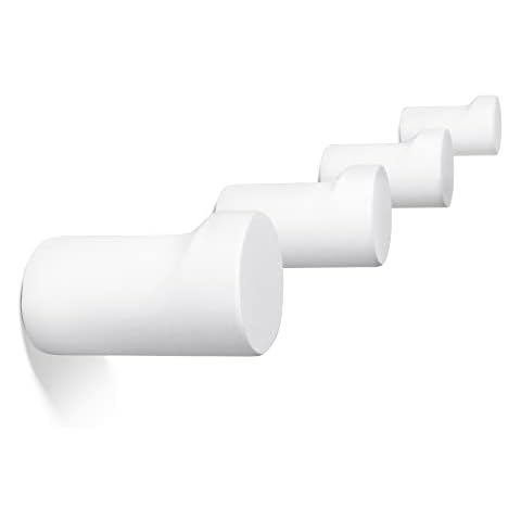 NAUMOO Wooden White Wall Hooks - Pack of 4 - Wall Mounted Decorative Hook - Modern Farmhouse Wood Pegs for Hanging Hat, Coat, Robe - Purse and Backpack Hanger for Entryway Cover