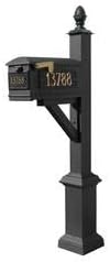 Westhaven System with Lewiston Mailbox 3 Cast Plates Square Base & Pineapple Finial - Black