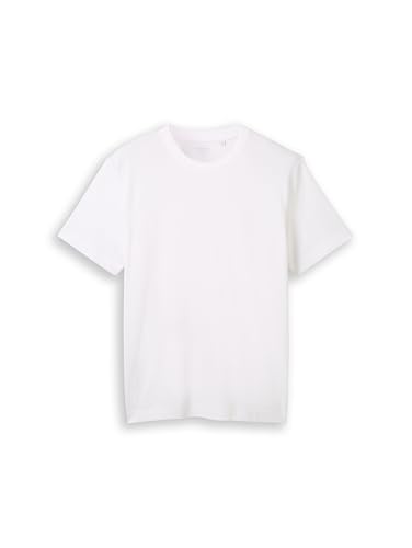 TOM TAILOR Herren Klassisches T-Shirt mit Piqué-Struktur, White, M – Ansicht 4