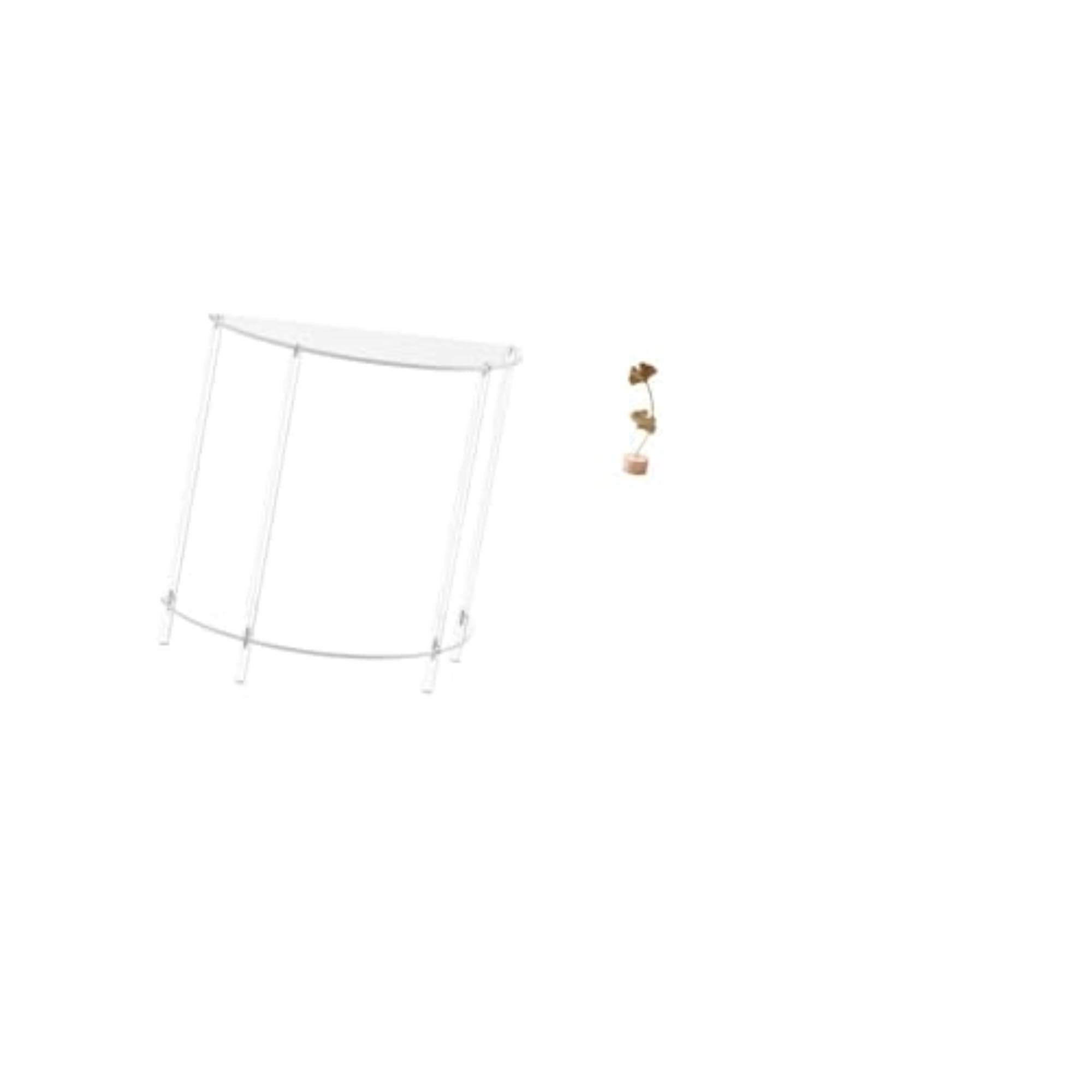 Acrylic Leaf Side Table with Metal Leaf Sculpture
