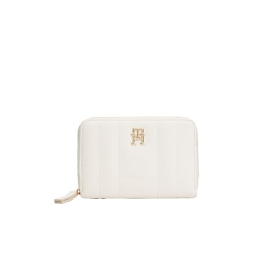 Tommy Hilfiger Carteira feminina com zíper, marfim Petal OS, MARFIM PETAL, One Size, Carteira com zíper médio com bolsa de moedas e compartimentos para cartão
