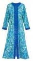 Collections Etc Zip Front Floral Long Robe with Long Sleeves - Comfortable Loungewear with Side Pockets and Split Neckline
