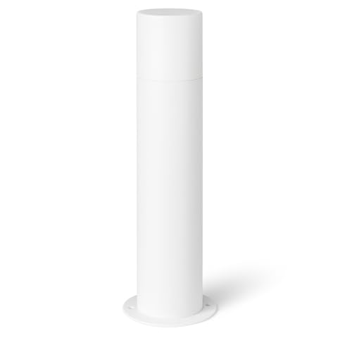 damastoreitalia Lampione paletto da giardino esterno in alluminio con attacco E27 12W 1160 lm Luce Fredda 6500K IP54 impermeabile moderno (Bianco - Luce Fredda 6500K)