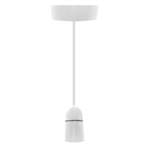 Image of EVOGES Vector 6 Inch Ceiling Pendant Set – White, B22 Bayonet Cap Lamp Holder, 100W Max, 230V, Includes 6" Ceiling Rose & Adjustable Cable, Ideal for Kitchen, Bedroom & Living Room