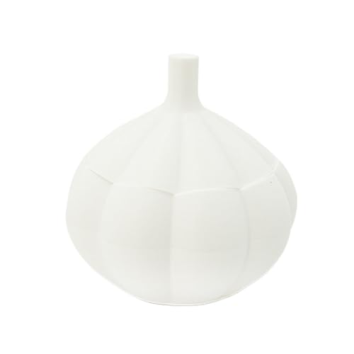 Recipiente para ajos, tarro de almacenamiento de encimera de cocina, recipiente de cerámica para ajos, agujeros de ventilación para frescura, diseño de tapa compacta, beige, para cocinar en casa