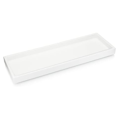 Essentra Home Matte White Luxury Bathroom Vanity Tray, Rectangular Cosmetic Tray Cover