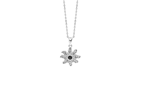 TALISMAN JEWELLERY Colgante de Plata 925 con Circonita Blanca y Negra - Eguzkilore, Flor Vasca (14 MM)