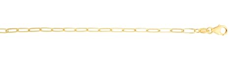 Floreo 14k Yellow Gold 3.5mm or 4mm Solid Paperclip Link Chain Bracelet3