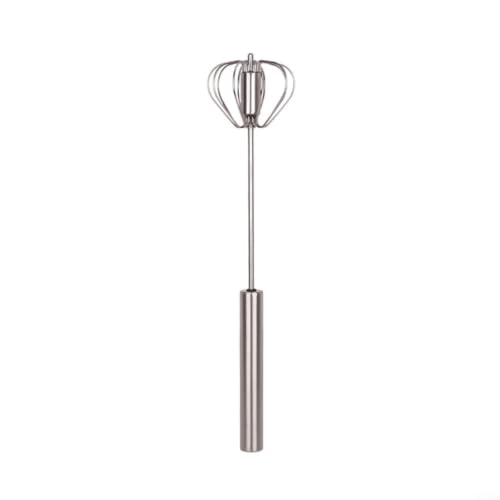 JKIFKSP Batedor de ovos semiautomático, batedeira de aço inoxidável para espuma de café para molho de creme latte, molho de salada, utensílio de cozinha (M)
