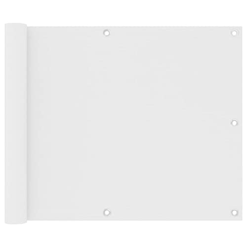 Frangivista per Balcone, Tessuto Oxford Impermeabile con Rivestimento PU, Schermatura Privacy Antivento, Telo Ombreggiante Esterno per Balconi e Terrazzi, Bianco, 75 x 400 cm