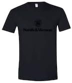 Smith & Wesson Camiseta de manga corta con cuello redondo para hombre, camiseta clásica con logotipo apilado de S&W