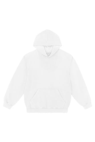 Long Sleeve Garment Dye French Terry Pullover Hoodie White