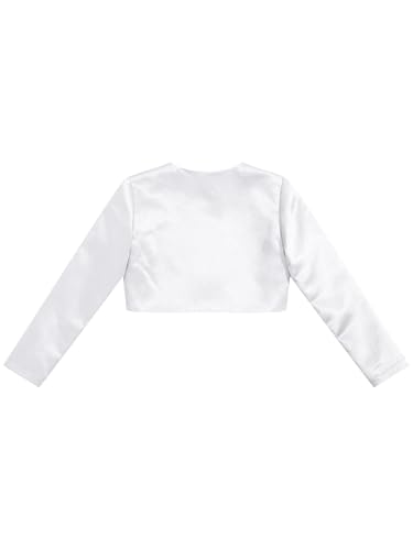 JEYPINMI Kids Girls Long Sleeve Cardigan Jacket Satin Open Front Cropped Bolero Shrugs Dress Shawl Tops4