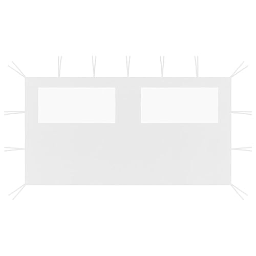 vidaXL Pared Lateral de Cenador con Ventana Tienda Toldo Pabellón Carpa Gazebo Fiesta Accesorio Jardín Patio Cerramientos Blanco 4x2 m