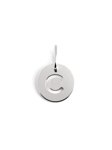 SINGULARU - Mini Médaille Lettre Argent. Pendentif Initial en Argent Sterling avec Finition Plaqué Rhodium. À Combiner avec un Collier. Bijoux pour Femme. Lettre C