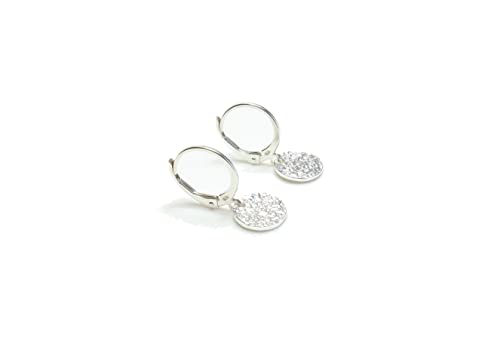 Boucles d'oreilles médaille martelée Argent, Dormeuses, Boucles d'oreilles pendantes rondes