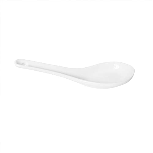 Albedel 8 pcs Asia Porcelain Soup Spoon Ceramic Rice Spoons Chinese Won Ton Spoons for Home Kitchen Restaurant White - Image 4