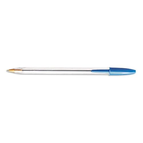 BIC Cristal Stick Ball Pen with 1.0 mm Medium Point, Clear Barrel - 12 per Pack (Blue Ink) Sold as 2