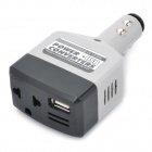 Image of USB + 2-Flat-pin AC Socket Car Charger Power Adapter