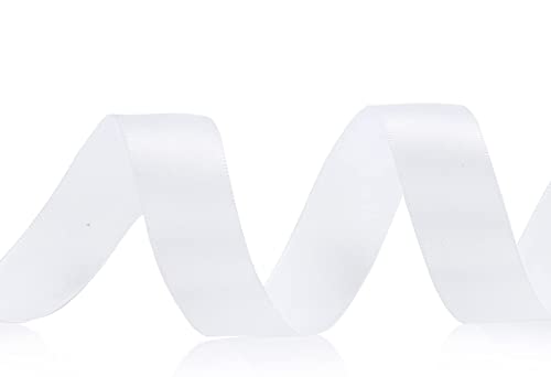 Ksright 1 Inch（2.54Cm Wide) X 50 Yards White Satin Ribbon, Solid Fabric Ribbon For Gift Wrapping,Wedding Decoration, Bows Making, Sewing, Diy Crafts #TOP1