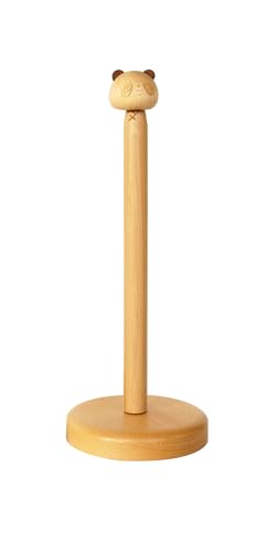 GUDINGHENG Wooden Paper Towel Holder,Cute Panda Design with Anti-Skid Base?Kitchen Roll Stand Organizer Countertop Free Standing