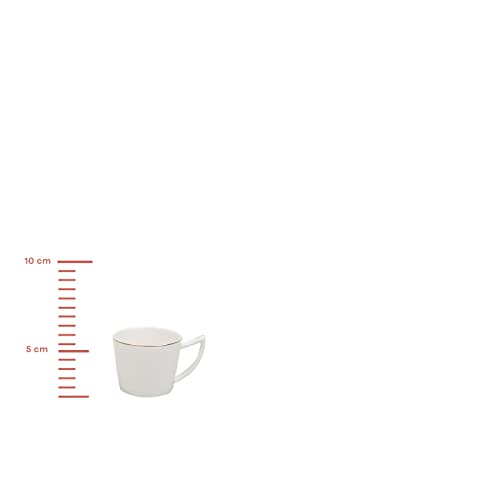 Karaca Koffieservies voor 6 personen met vierkante schoteltjes, espressokop en 6 schoteltjes, robuuste mokkatbeker, dikke drinkrand, espressokopjes, porselein - Image 6