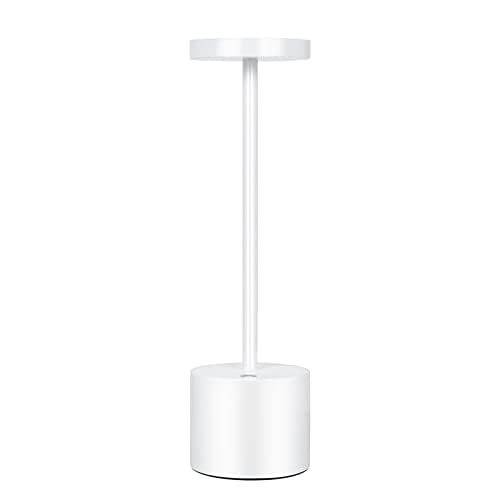 HYMZP Lampada da Tavolo Senza Fili,5000mAh Ricaricabile LED Eye-Protect Lampada da Tavolo,Dimmerabile, Lampada in metallo, per Sala da Pranzo,Camera da Letto (Bianco)