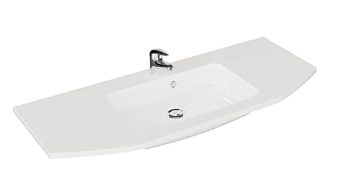 Pelipal Waschtisch aus Mineralmarmor Quickset 328 in Weiß, 112 cm breit | Mineralmarmor-Waschtisch, 48.0 x 112.0 x 2.0 cm