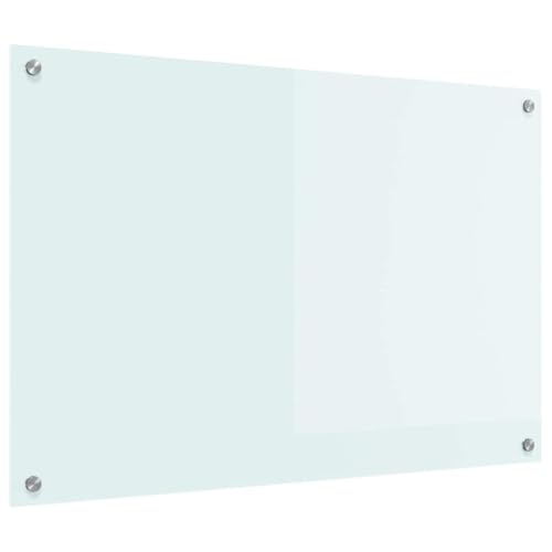 vidaXL Küchenrückwand Weiß 90 x 60 cm Gehärtetes Glas, Moderner, Stabiler Küchenoberflächen-Style: Hitzebeständige Glasrückwand für Coole Upgrades und modernen Flair
