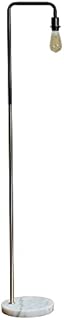 MiniSun Industrial Black and Chrome Metal Floor Lamp with a White Marble Base - Complete with 4w LED Filament Bulb [2700K Warm White]