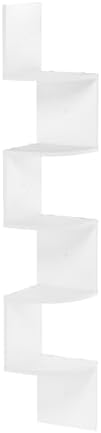 edihome, Libreria Angolare, Scaffale da Parete, 5 Ripiani, 123 x 19,2cm, Legno Natural, Mensole da Muro Design, Cucina, Camera (Bianco