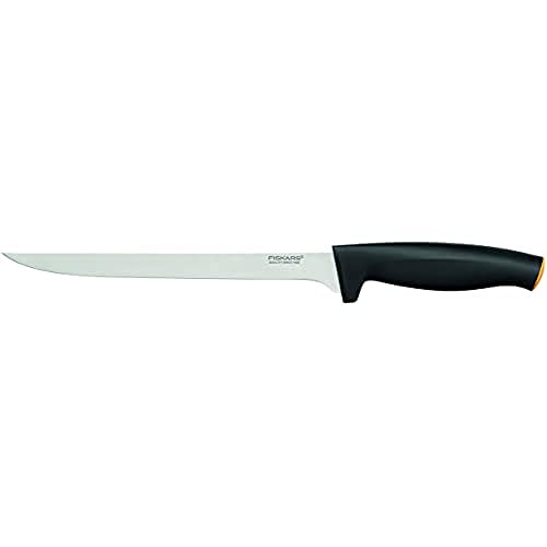 Fiskars 1014200 Coltello per sfilettare, Lunghezza Totale 32 cm, Acciaio/Plastica, Functional Form, Inossidabile, Nero/Arancione