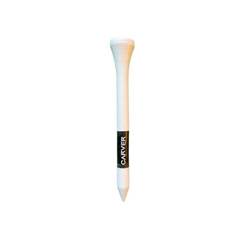 Carver Wooden Golf Tees - 83mm, 70mm, 54mm, 42mm - Bag of 50 - Strong Biodegradable (70mm - Large (50 tees))