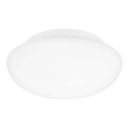 EGLO Deckenlampe Ella, Ø 28 cm, 1 flammige Wandlampe, Deckenleuchte aus Stahl und Glas in Weiß, Opal matt, Wohnzimmerlampe, Küchenlampe, Bürolampe, Flurlampe Decke, E27 Fassung